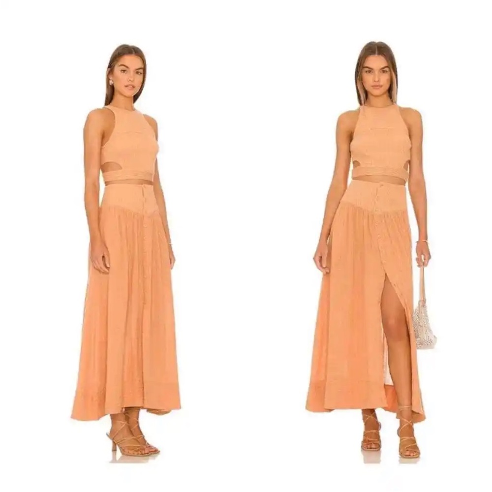 Free People Frances 2 Piece Set Strappy Crop Top Maxi Skirt Size Medium